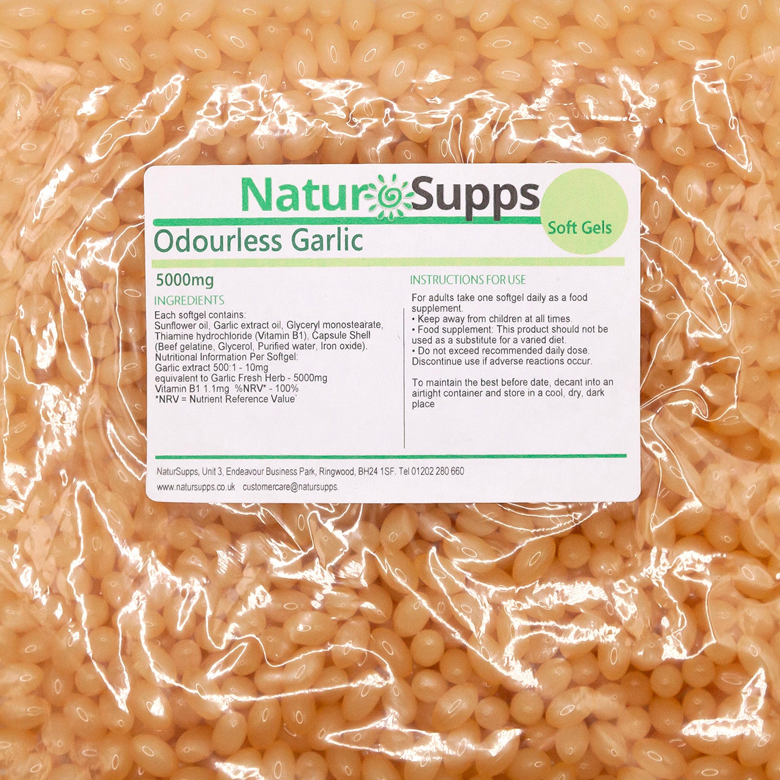 Odourless Garlic Capsules 5000mg High Absorbtion Odourless Garlic Oil in Softgels