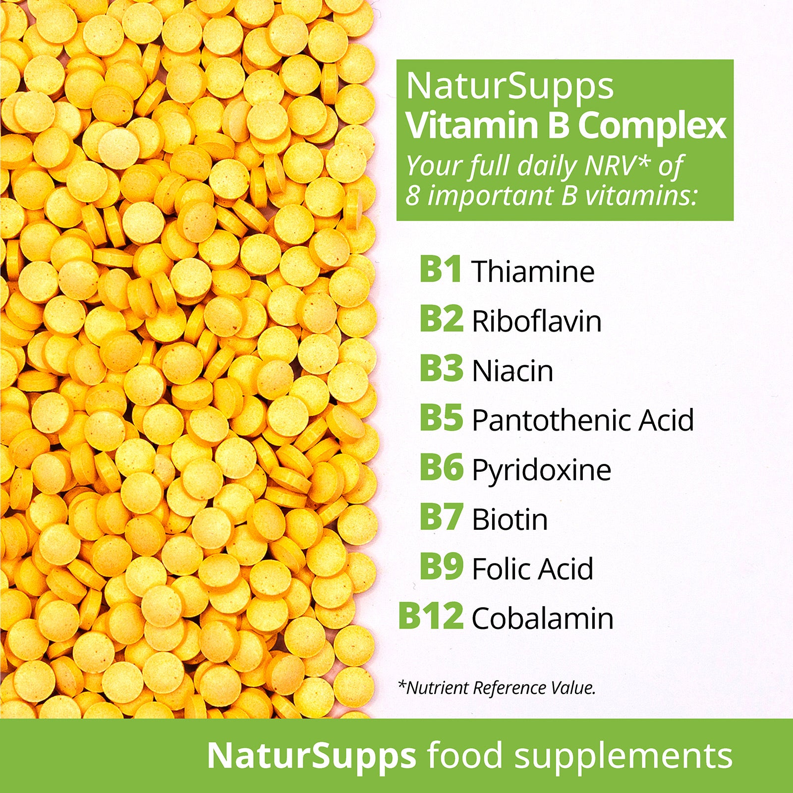 Vitamin B Complex, Vegetarian & Vegan Tablets, for Skin, Vision, Energy & Immune Support